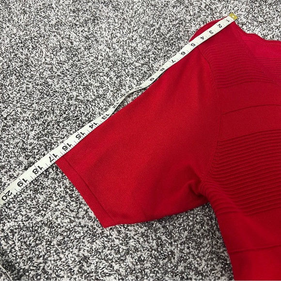 Lane Bryant 14/16 Red Ribbed Fit & Flare Sweater Dress Short Sleeve Scoop Neck - Picture 8 of 8